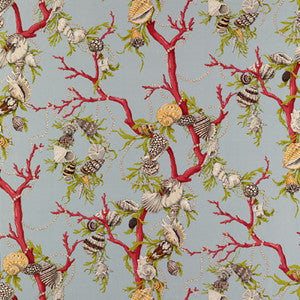 Aphrodites Treasures Linen & Cotton Print Aquamarine by Brunschwig & Fils Designer Fabric
