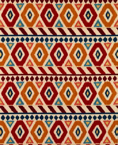 Uzbek Linen And Cotton Print Red/Gold/Blue by Brunschwig & Fils Designer Fabric