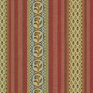 Rayure Fleurette Begonia by Brunschwig & Fils Designer Fabric