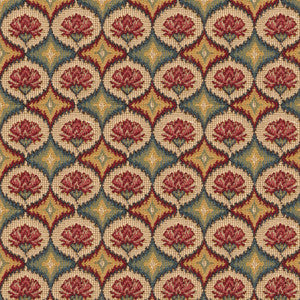 Fabienne Woven Tapestry Red Blue by Brunschwig & Fils Designer Fabric