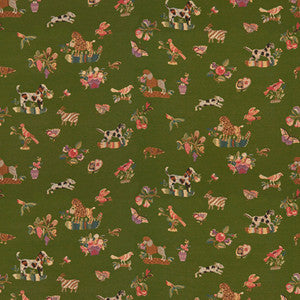 Animalitos Woven Tapestry Patio Green by Brunschwig & Fils Designer Fabric