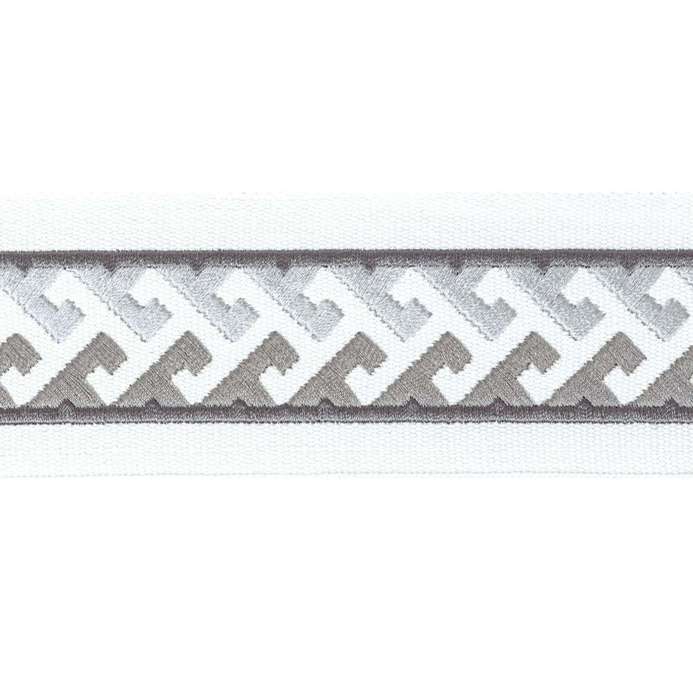 Burgess Tape 4 Pewter by Stout Trim Stout Trim Burgess Tape 4 PewterTrim STITCHED UP TRIM 100%COT %BEMB INDIA </p><p>Repeat: H: 0.750, V: 0.750 2.5 in - Fabric Carolina -