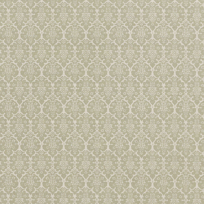 Burley Sage Burl006 by Schumacher Designer Fabric VEERE GRENNEY I See Sample UNITED KINGDOM MEDIUM DUTY </p><p>Repeat: Horizontal: 2 1/2" (7CM) and Vertical: 4 1/4" (11CM) 53" (135CM) - Swanky Fabrics -