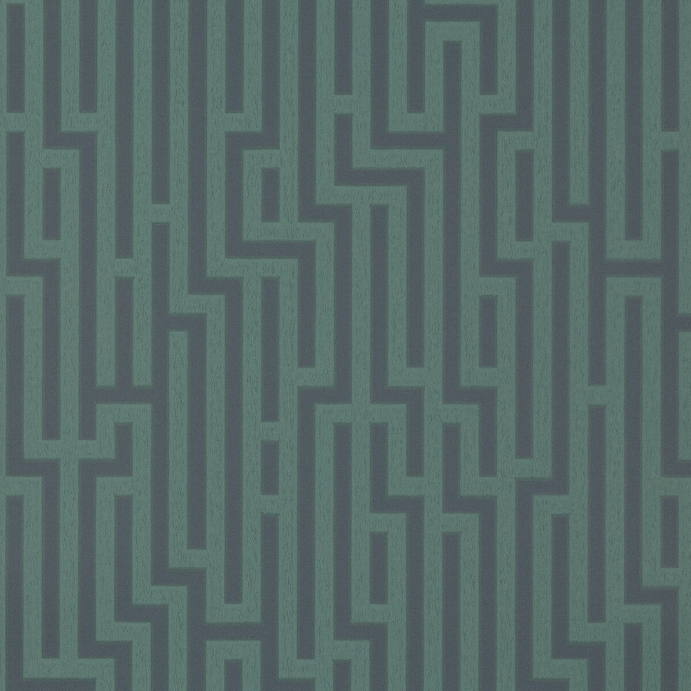 Fretwork Indigo/Teal by G P & J Baker Designer Wallcovering SIGNATURE NON WOVEN - 100% United Kingdom Horizontal: 20.488 and Vertical: 20.882 20.488 - Swanky Fabrics -