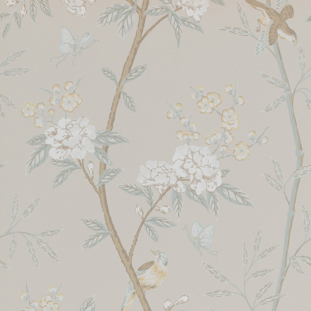 Peony & Blossom Soft Aqua by G P & J Baker Designer Wallcovering LANGDALE PAPER - 100% United Kingdom - Horizontal: 20.488 and Vertical: 25.61 20.488 - Swanky Fabrics -