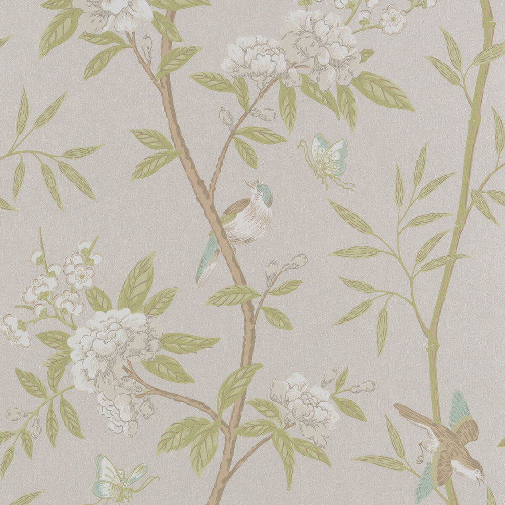 Peony & Blossom Ivory/Willow by G P & J Baker Designer Wallcovering LANGDALE PAPER - 100% United Kingdom - Horizontal: 20.488 and Vertical: 25.61 20.488 - Swanky Fabrics -