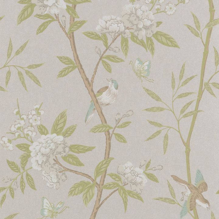 Peony & Blossom Ivory/Willow by G P & J Baker Designer Wallcovering LANGDALE PAPER - 100% United Kingdom - Horizontal: 20.488 and Vertical: 25.61 20.488 - Swanky Fabrics -