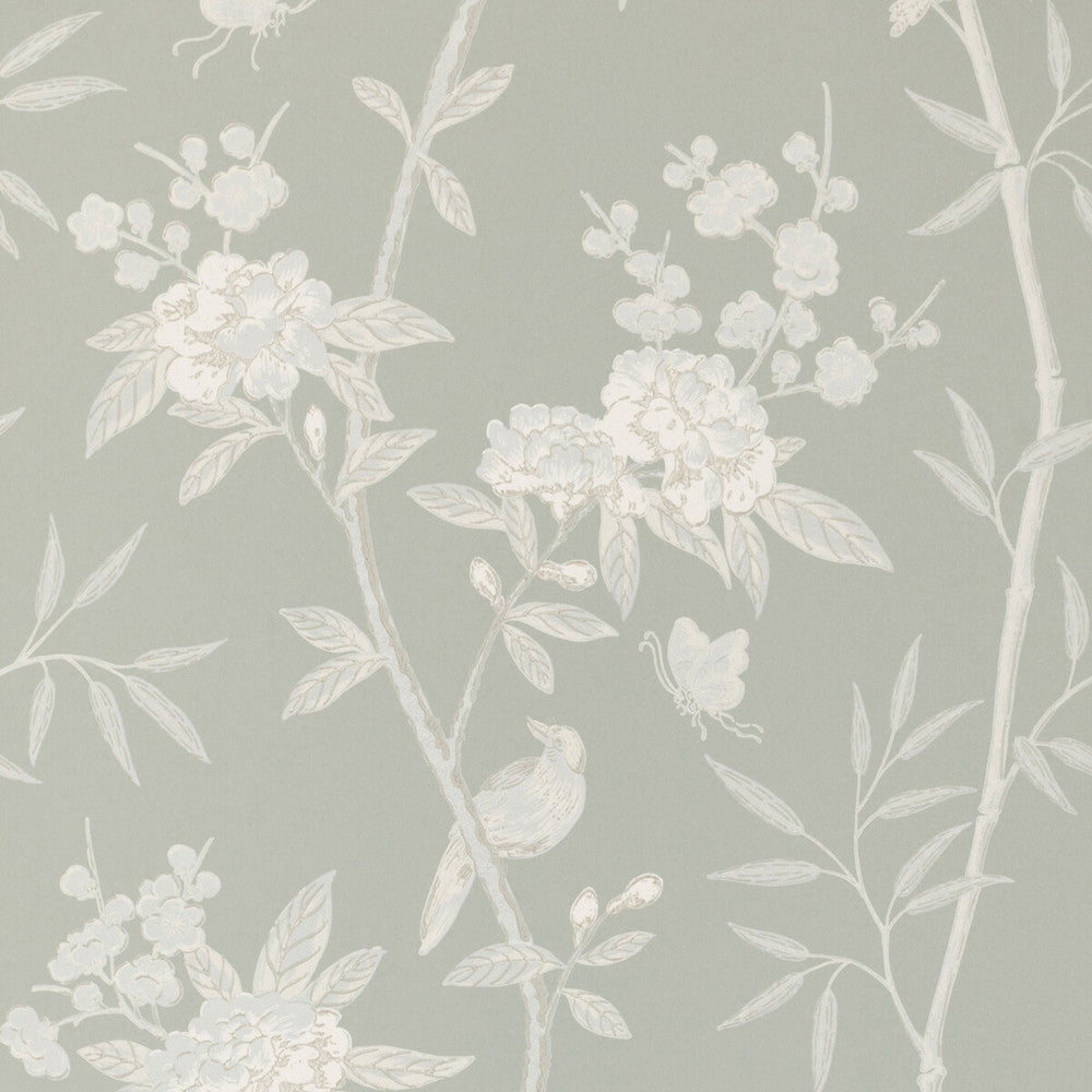 Peony & Blossom Soft Blue by G P & J Baker Designer Wallcovering SIGNATURE NON WOVEN - 100% United Kingdom Horizontal: 20.488 and Vertical: 25.61 20.488 - Swanky Fabrics -