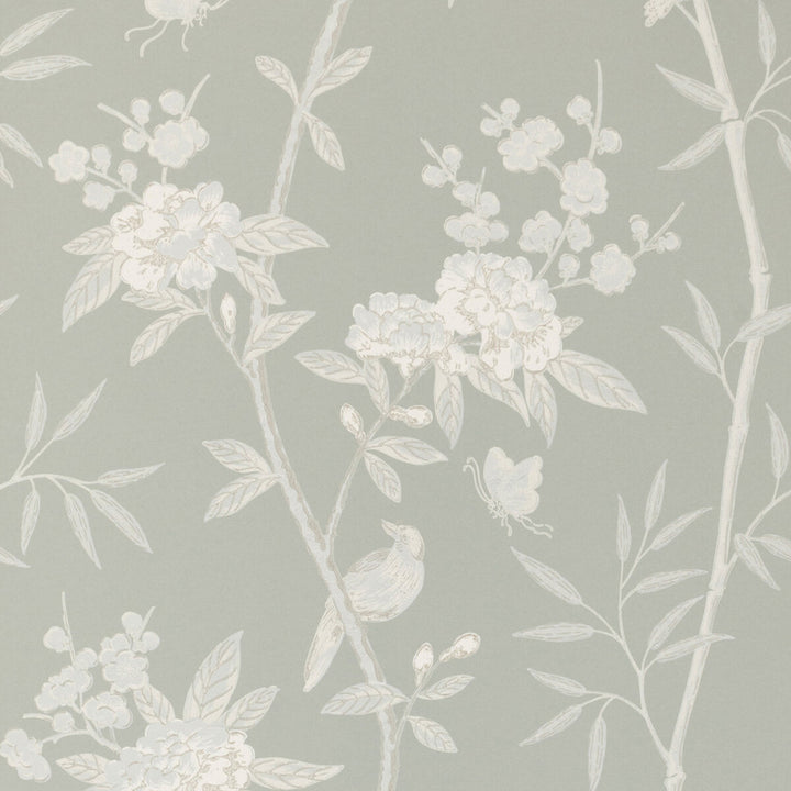 Peony & Blossom Soft Blue by G P & J Baker Designer Wallcovering SIGNATURE NON WOVEN - 100% United Kingdom Horizontal: 20.488 and Vertical: 25.61 20.488 - Swanky Fabrics -