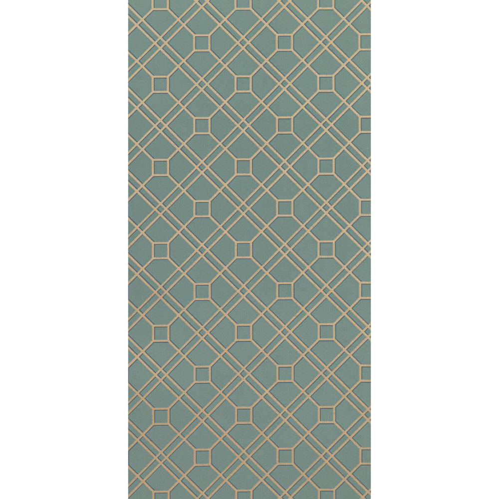 Langdale Trellis Teal/Bronze by G P & J Baker Designer Wallcovering SIGNATURE II WALLPAPERS PAPER - 100% United Kingdom - Horizontal: 20.488 and Vertical: 6.895 20.488 - Swanky Fabrics -