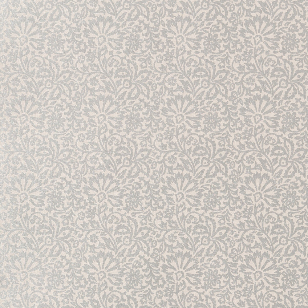 Flora Silver by G P & J Baker Designer Wallcovering LANGDALE PAPER - 100% United Kingdom - Horizontal: - and Vertical: 5.122 20.488 - Swanky Fabrics -