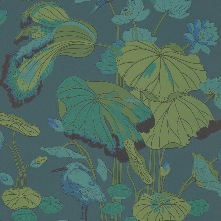 Nympheus Teal by G P & J Baker Designer Wallcovering SIGNATURE PAPER - 100% United Kingdom - Horizontal: 20.488 and Vertical: 24.034 20.488 - Swanky Fabrics -