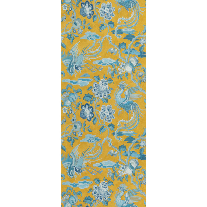 Chifu Ochre/Blue by G P & J Baker Designer Wallcovering SIGNATURE II WALLPAPERS PAPER - 100% United Kingdom - Horizontal: 20.488 and Vertical: 24.034 20.488 - Swanky Fabrics -