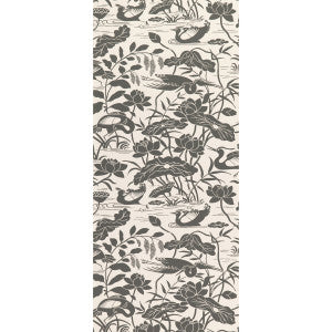 Heron & Lotus Flower Black/White by G P & J Baker Designer Wallcovering