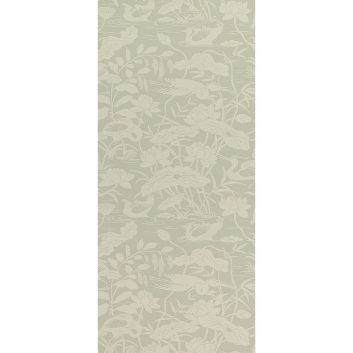 Heron & Lotus Flower Aqua by G P & J Baker Designer Wallcovering SIGNATURE II WALLPAPERS PAPER - 100% United Kingdom - Horizontal: 20.488 and Vertical: 25.216 20.488 - Swanky Fabrics -