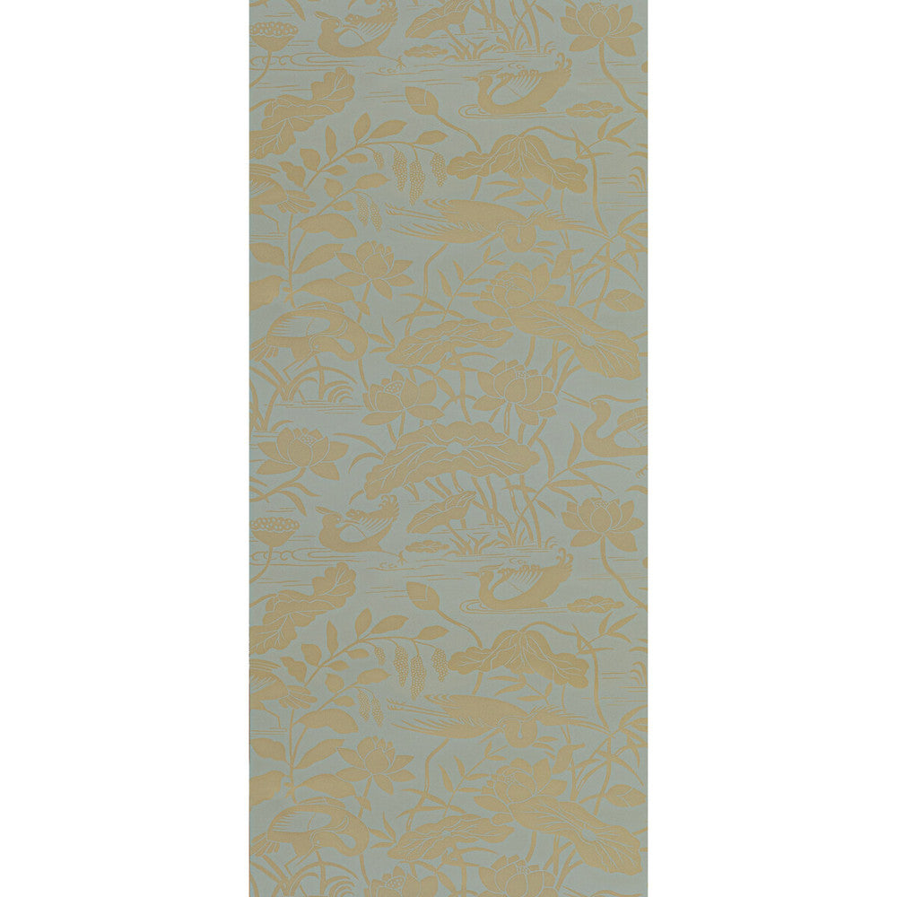 Heron & Lotus Flower Eucalyptus by G P & J Baker Designer Wallcovering SIGNATURE II WALLPAPERS PAPER - 100% United Kingdom - Horizontal: 20.488 and Vertical: 25.216 20.488 - Swanky Fabrics -