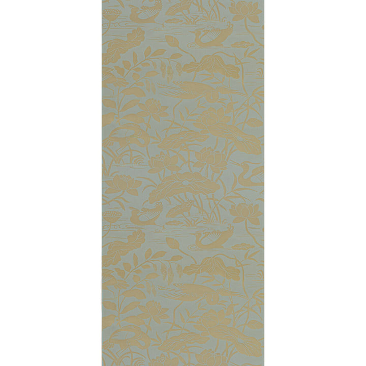 Heron & Lotus Flower Eucalyptus by G P & J Baker Designer Wallcovering SIGNATURE II WALLPAPERS NON WOVEN - 100% United Kingdom Horizontal: 20.488 and Vertical: 25.216 20.488 - Swanky Fabrics -