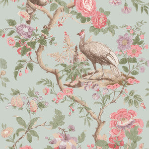 Broughton Rose Aqua by G P & J Baker Designer Wallcovering