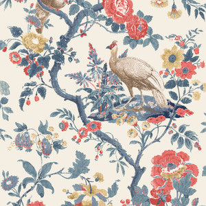 Broughton Rose Indigo/Red by G P & J Baker Designer Wallcovering