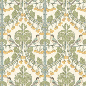 Birds & Cherries Aqua by G P & J Baker Designer Wallcovering