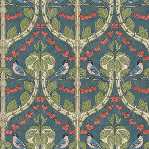 Birds & Cherries Indigo by G P & J Baker Designer Wallcovering