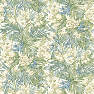 Trumpet Flowers Blue/Green by G P & J Baker Designer Wallcovering