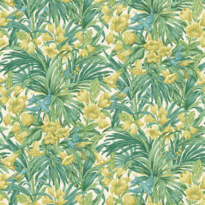 Trumpet Flowers Emerald by G P & J Baker Designer Wallcovering