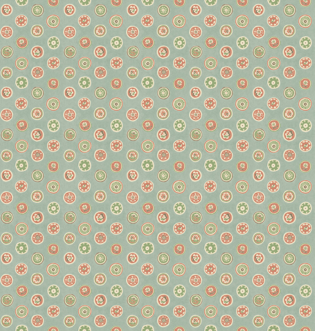 Court Buttons - Aqua/Red BW45147.6.0 by G P & J Baker Designer Wallcovering