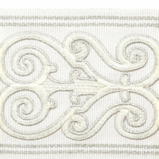 Belfort - Oyster by Europatex Designer Fabric Tapes Galore 100% Polyester China See Sample Horizontal: N/A and Vertical: N/A 3.60 inches  - Swanky Fabrics -