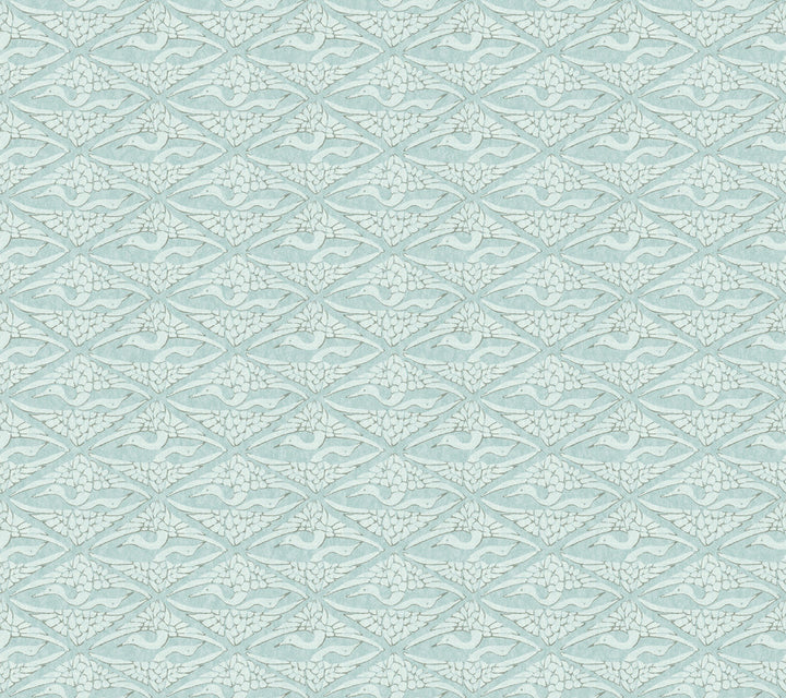 High Society Blue Wallpaper by Antonina Vella Designer Antonina Vella Deco Covers about 60.8 square feet 27-in by 27-ft long roll Unpasted 24 - Swanky Fabrics -