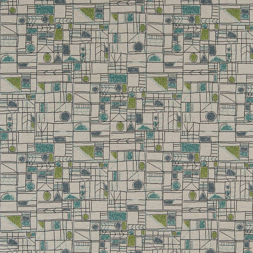 CB800-247 by Charlotte Designer Fabric Blue, Green and Teal 85% Polyester, 10% Viscose, 5% Linen China Exceeds 100,000 Wyzenbeek Rubs (Heavy Duty) Horizontal 14" x Vertical 13.5" 54 Inches - Swanky Fabrics -