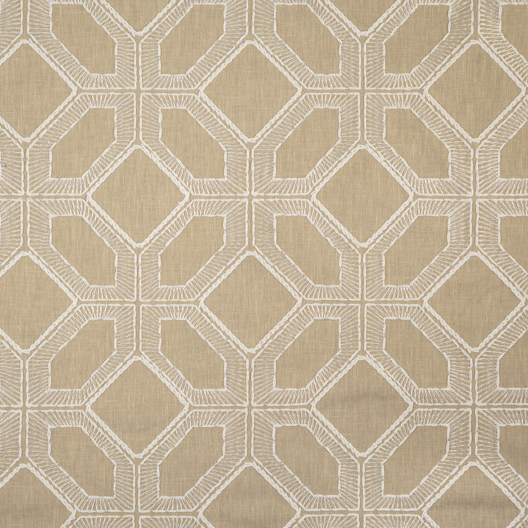 Crossways # 423 Flax by Maxwell Designer Fabric Color Theory-Vol. X Driftwood BASE:52% POLYESTER 48% COTTON EMB:56% RAYON 44% COTTON INDIA V-6.3" H-6.5" BASE:54" EMB:52" - Swanky Fabrics -