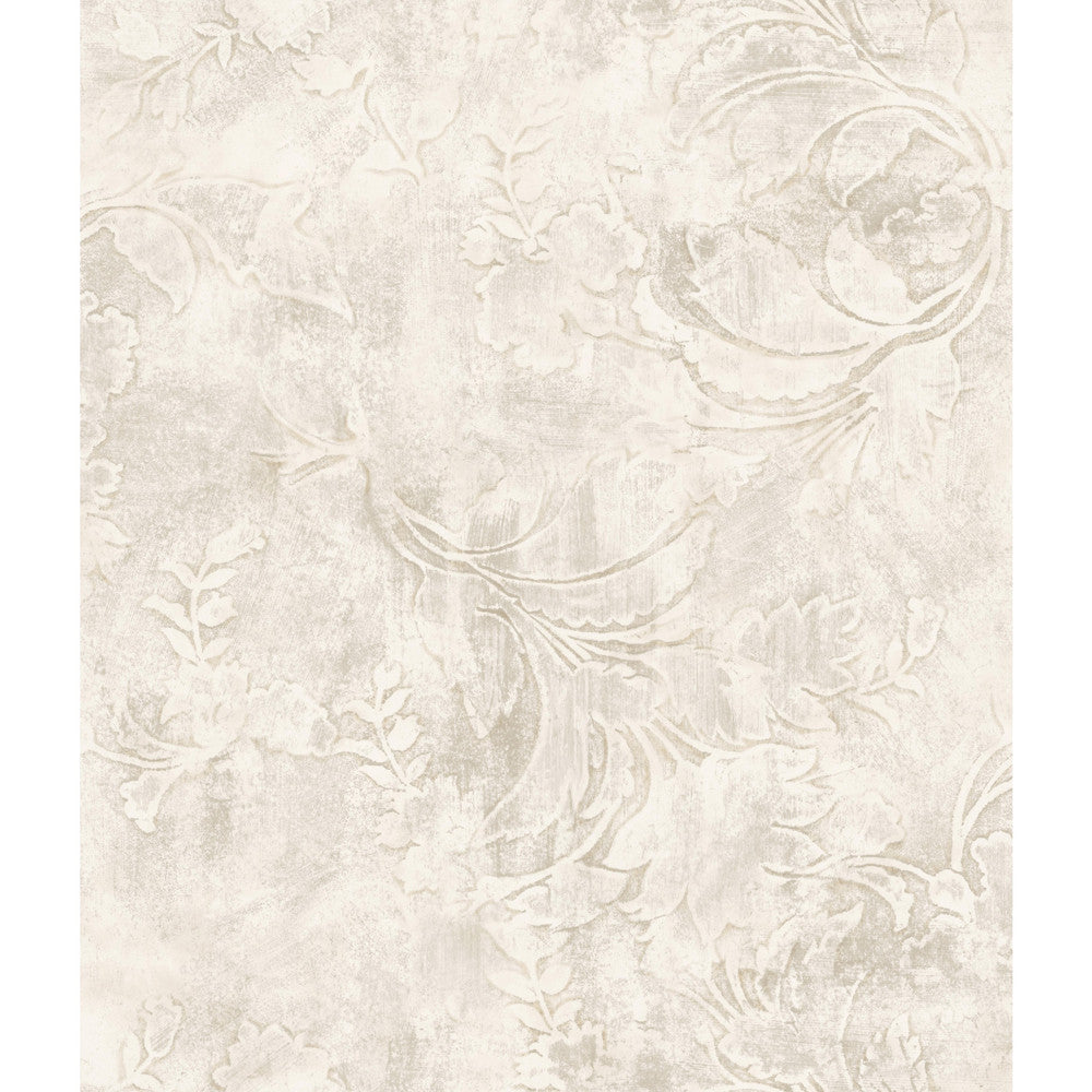 Entablature Scroll Cream Wallpaper by York Wallcoverings Designer Impressionist Covers about 56.4 square feet 20.5-in by 33-ft long roll Unpasted 24 - Swanky Fabrics -