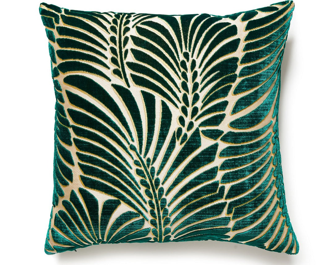 Plumes Silk Velvet Pillow 22 X 22 - Viridian CNSDDK15230001 by Scalamandre Designer Pillow