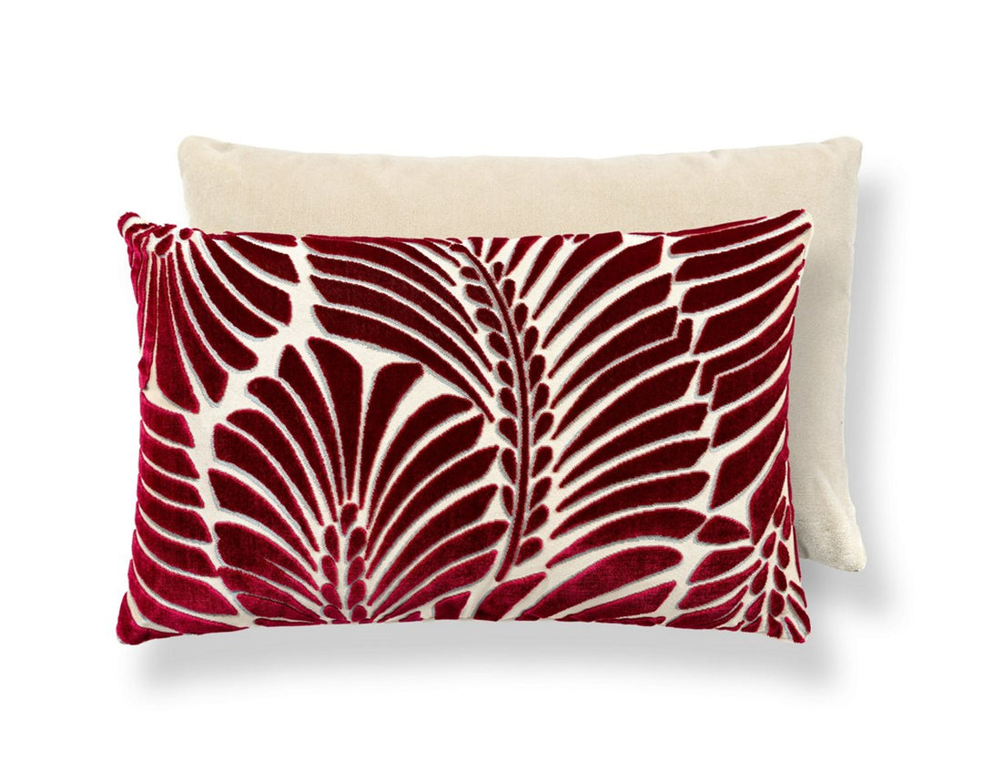 Plumes / Velvet Pillow 14 X 22 - Cerise / Beige CNMBDK15230003 by Scalamandre Designer Pillow