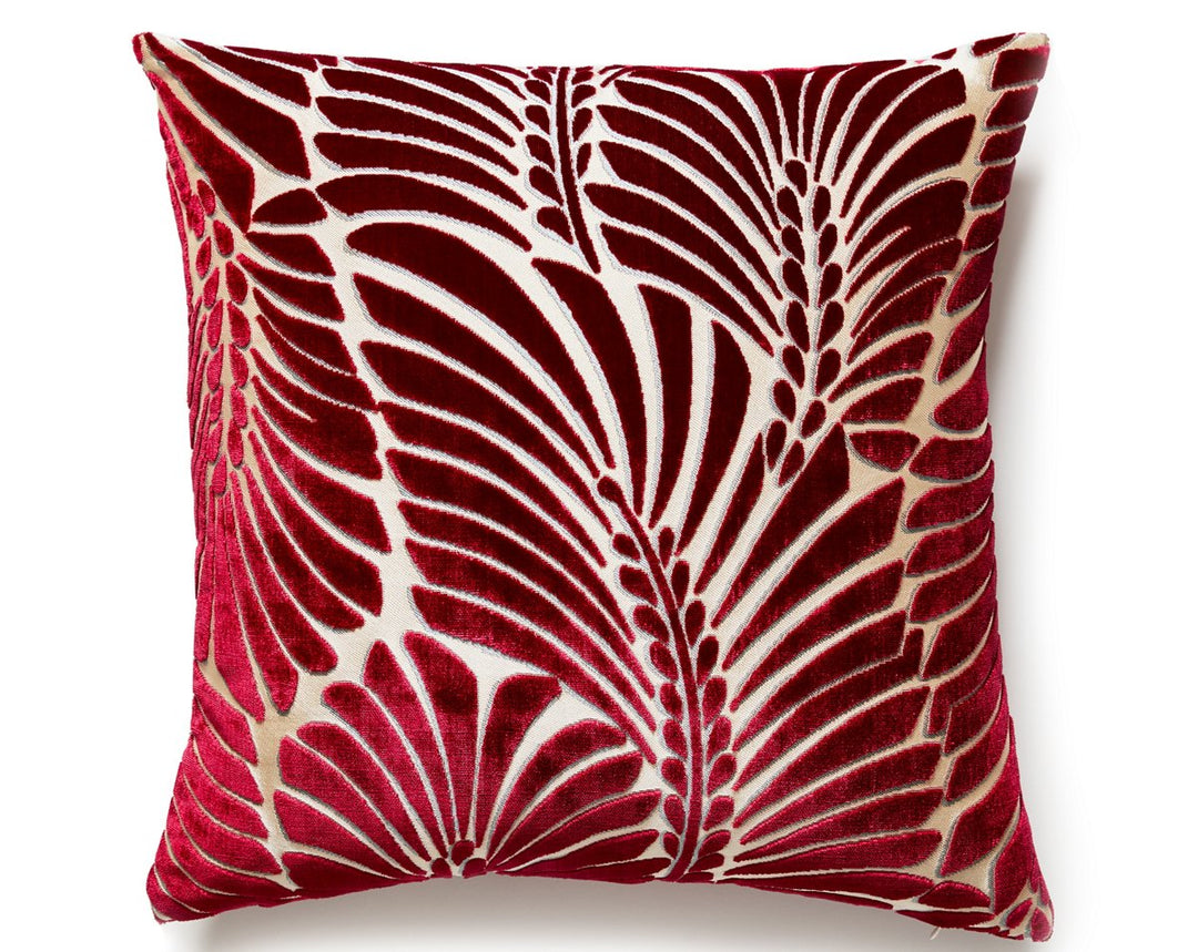 Plumes Silk Velvet Pillow 22 X 22 - Cerise CNSDDK15230003 by Scalamandre Designer Pillow