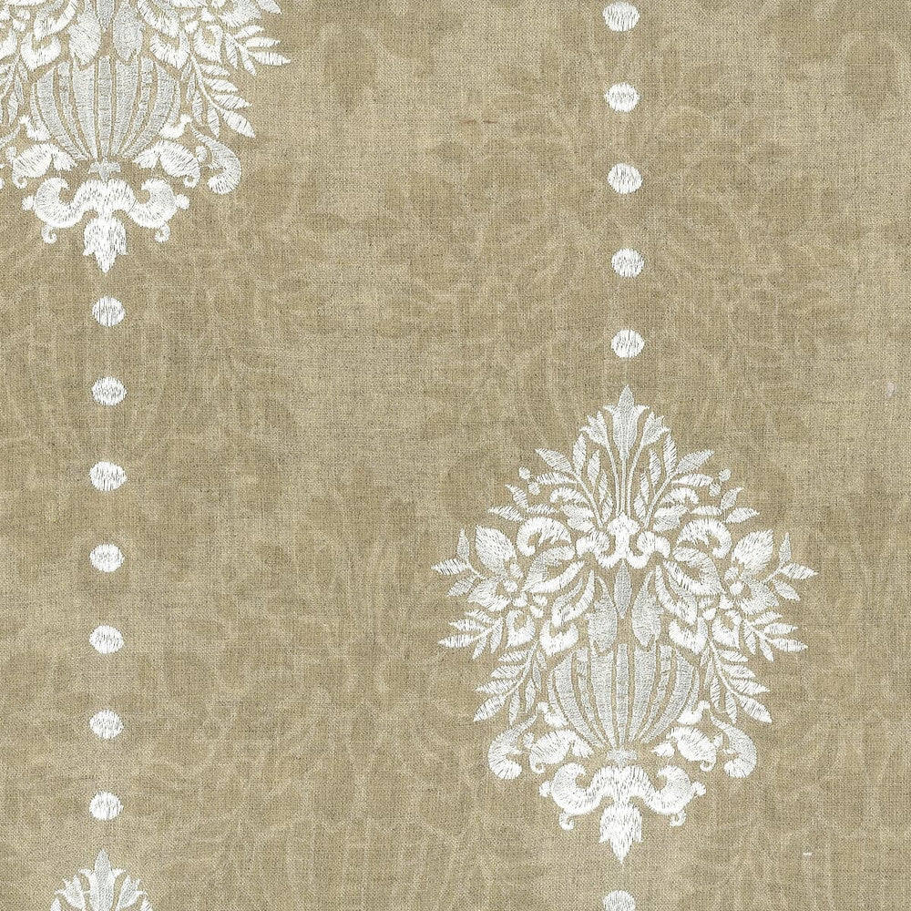 Cotswold 1 Linen by Stout Designer Fabric EMBROIDERY IV 100%LIN %REMB INDIA </p><p>Repeat: 13 52 in - Swanky Fabrics -