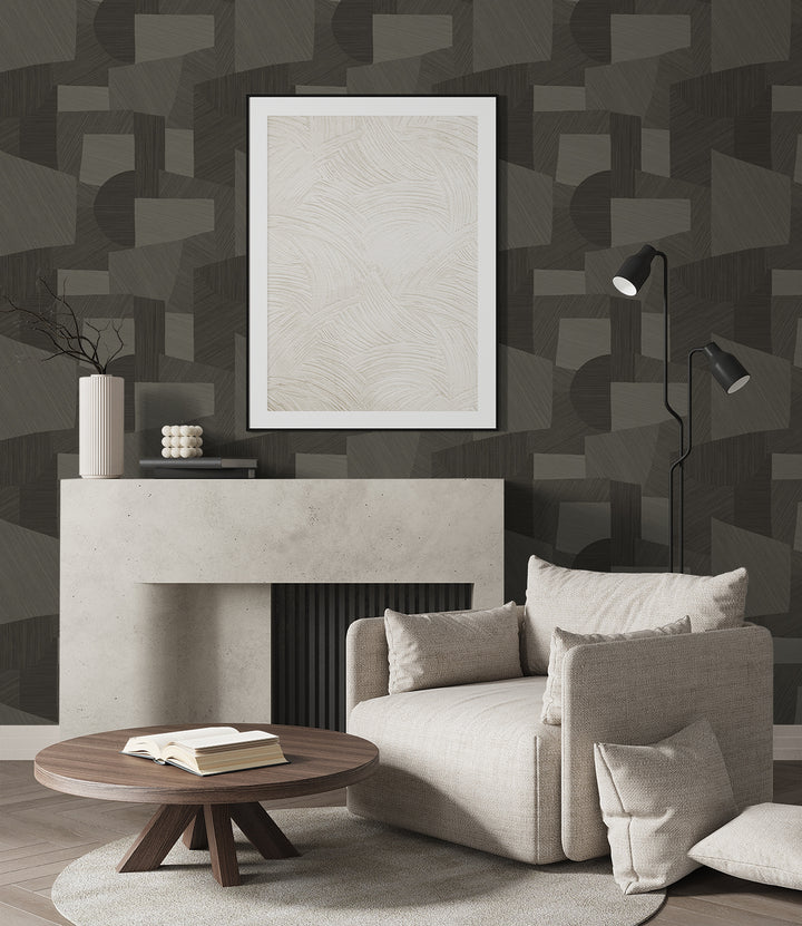 Lahti Black Tan CP91006 by Seabrook Designs Designer Wallpaper