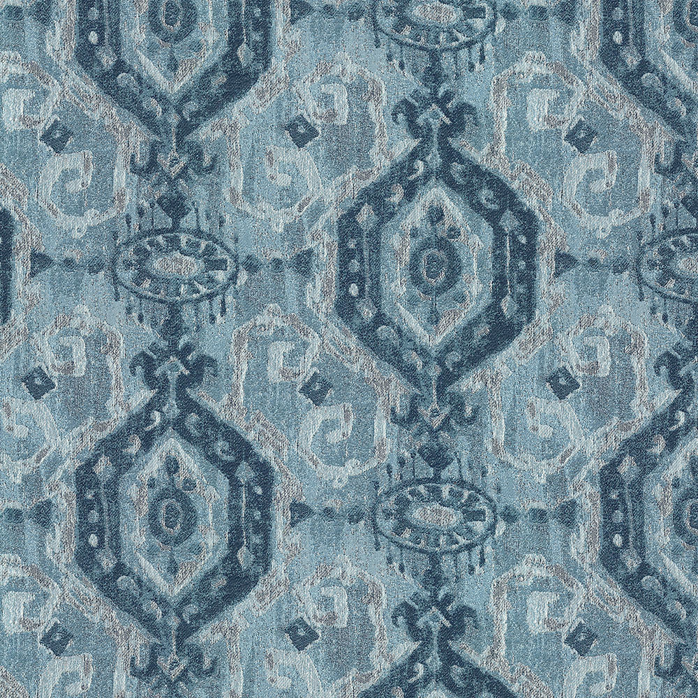 Adonis 3006 Denim by ABBEYSHEA Designer Fabric 100% Polyester China 15,000 Double Rubs (Wyzenbeek) </p><p>Repeat: Horizontal: 13.5" (34.3 cm) Up the Roll and Vertical: 13.5" (34.3 cm) Across the Roll 55" (140 cm) - Swanky Fabrics -