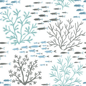 Marine Garden Blue & Brown Wallpaper by York Wallcoverings Designer