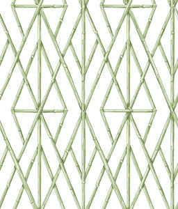 Riviera Bamboo Trellis Green Wallpaper by York Wallcoverings Designer