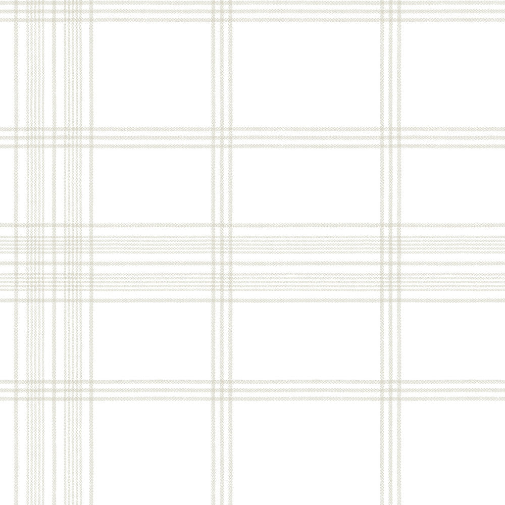 Charter Plaid Off White Wallpaper by York Wallcoverings Designer Water's Edge Resource Library Covers about 56.4 square feet 20.5-in by 33-ft long roll Prepasted 20.5 - Swanky Fabrics -