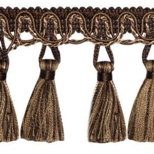 Countryside 2.5" Tassel Fringe Col. Wenge by Europatex Designer Fabric Countryside 50% Polyester / 50% Rayon China See Sample Horizontal: N/A and Vertical: N/A 2.50 inches  - Swanky Fabrics -
