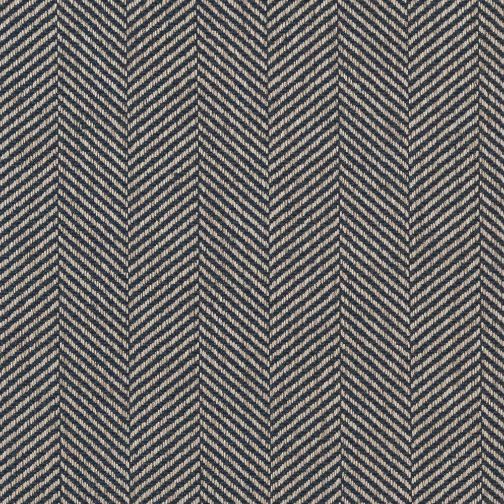 D1237 Indigo Chevron by Charlotte Designer Fabric Mid Century Textures 100% Woven Polyester China Exceeds 100,000 Wyzenbeek Rubs (Heavy Duty) Horizontal 2.75" 54 Inches - Swanky Fabrics -