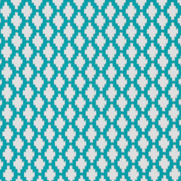 D1426 Aqua Inca by Charlotte Designer Fabric Vibrant Wovens 100% Woven Polypropylene Europe Exceeds 100,000 Wyzenbeek Rubs (Heavy Duty) Horizontal 1.25" x Vertical 1.25" 54 Inches - Swanky Fabrics -