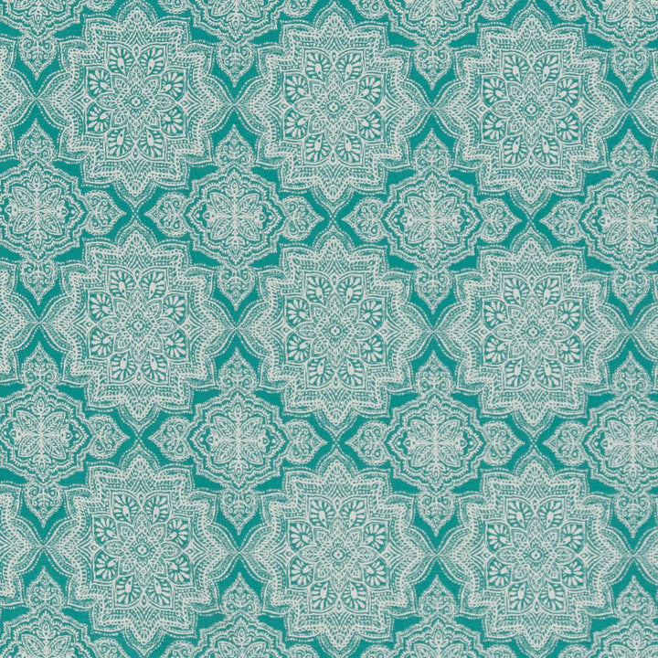 D1434 Lagoon Mandala by Charlotte Designer Fabric Vibrant Wovens 100% Woven Polypropylene Europe Exceeds 100,000 Wyzenbeek Rubs (Heavy Duty) Horizontal 6" x Vertical 7" 54 Inches - Swanky Fabrics -