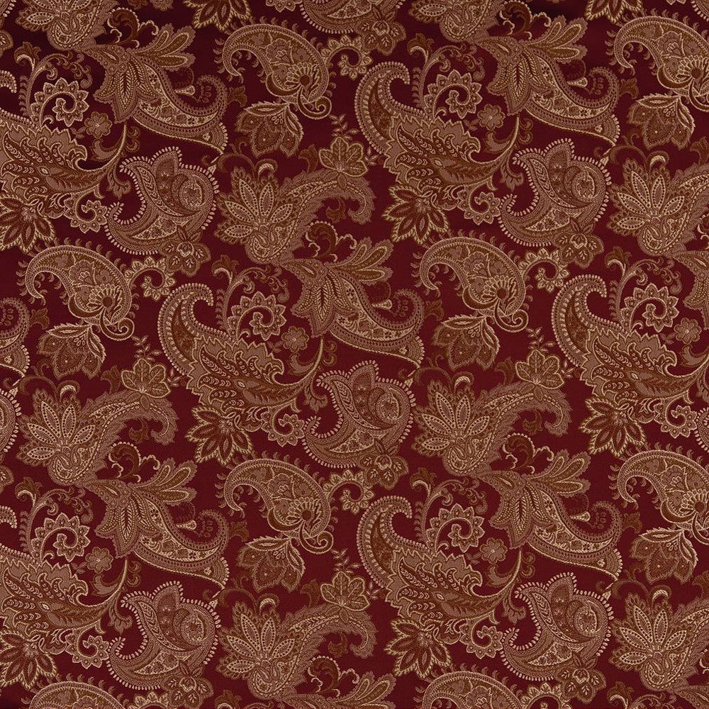 D1555 Merlot Paisley by Charlotte Designer Fabric Elegant Damasks 100% Woven Polyester Turkey Exceeds 50,000 Wyzenbeek Rubs (Heavy Duty) Horizontal 14" x Vertical 15" 54 Inches - Swanky Fabrics -
