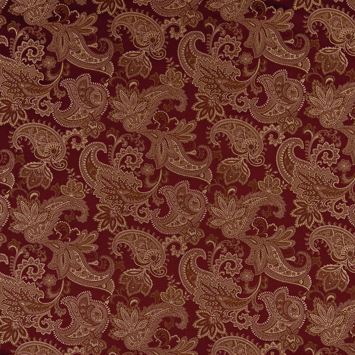 D1555 Merlot Paisley by Charlotte Designer Fabric Elegant Damasks 100% Woven Polyester Turkey Exceeds 50,000 Wyzenbeek Rubs (Heavy Duty) Horizontal 14" x Vertical 15" 54 Inches - Swanky Fabrics -