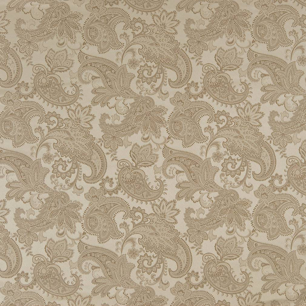 D1556 Champagne Paisley by Charlotte Designer Fabric Elegant Damasks 100% Woven Polyester Turkey Exceeds 50,000 Wyzenbeek Rubs (Heavy Duty) Horizontal 14" x Vertical 15" 54 Inches - Swanky Fabrics -