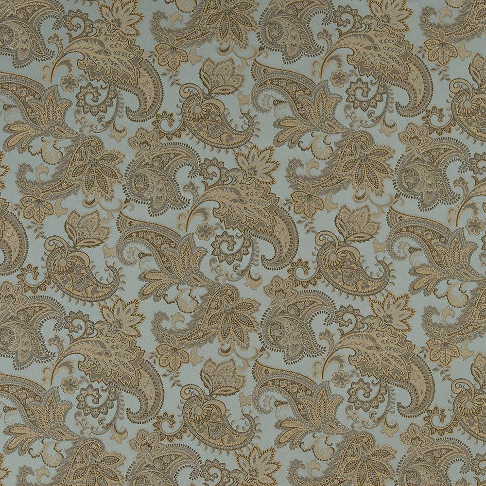 D1557 Seaglass Paisley by Charlotte Designer Fabric Elegant Damasks 100% Woven Polyester Turkey Exceeds 50,000 Wyzenbeek Rubs (Heavy Duty) Horizontal 14" x Vertical 15" 54 Inches - Swanky Fabrics -